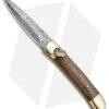 9" Leverlock Dagger Automatic Stiletto Knife Dark Wood (3.8" Damascus)