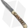 9" Leverlock Dagger Automatic Stiletto Knife Stag (3.8" Damascus)