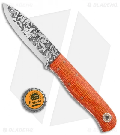 Fiddleback Forge Arete Fixed Blade Knife Orange Burlatex (3.875" Satin) - Image 3
