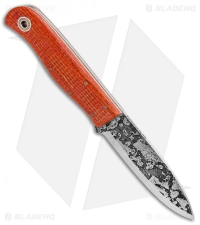 Fiddleback Forge Arete Fixed Blade Knife Orange Burlatex (3.875" Satin) - Image 2