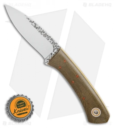 Fiddleback Forge Bushboot Fixed Blade Knife OD Green Micarta/Yellow (3.3" Satin) - Image 3