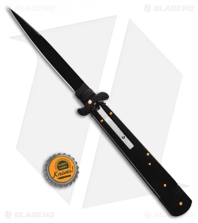 SKM 9.75" Slimline Leverlock Automatic Knife Black Wood (4.25" Black) - Image 4