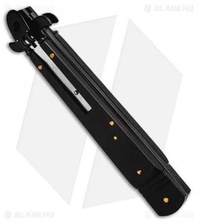 SKM 9.75" Slimline Leverlock Automatic Knife Black Wood (4.25" Black) - Image 2