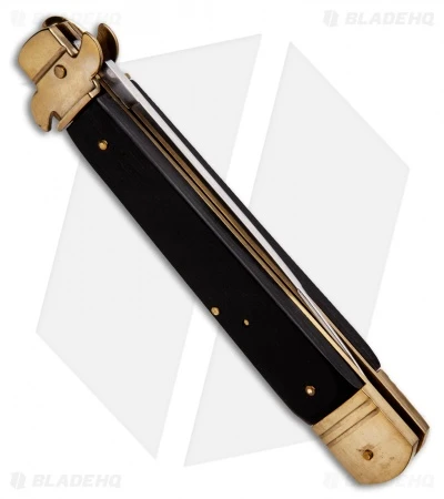 SKM 9.75" Slimline Leverlock Automatic Knife Black Wood (4.25" Satin) - Image 3