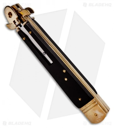 SKM 9.75" Slimline Leverlock Automatic Knife Black Wood (4.25" Satin) - Image 2