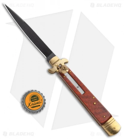 SKM 9.75" Slimline Leverlock Automatic Knife Rosewood (4.25" Black) - Image 4