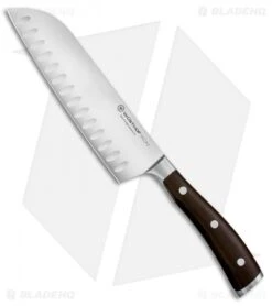 Wusthof Ikon 7" Hollow Edge Santoku Kitchen Knife Grenadill Wood