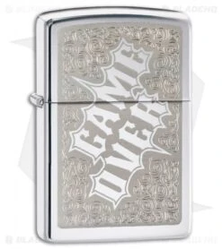 Zippo Lighter Polished Chrome Game Over 28447