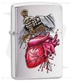 Zippo Lighter Goth Heart And Sword (Brushed Chrome) 12285