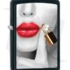 Zippo Lighter Matte Black Locked Lips 11446