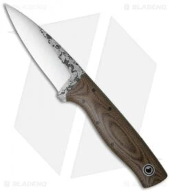 Fiddleback Forge Bear Paw Fixed Blade Knife Brown Canvas (4.25" Satin)