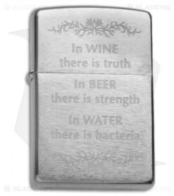 Zippo Classic Lighter In Wine There Is Truth (Brushed Chrome) 28647